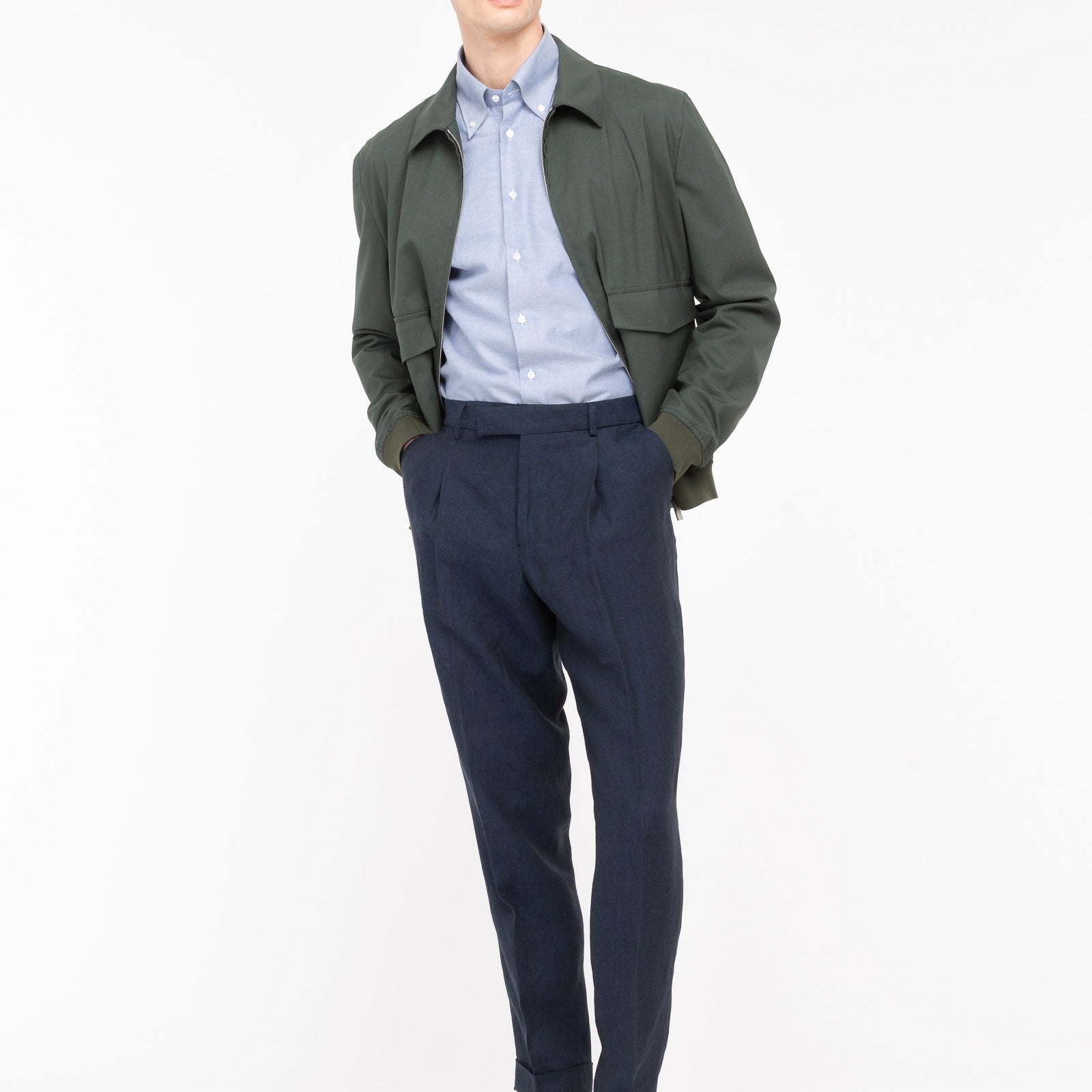 Pantalone pinces in lino 44 / BLU