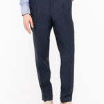 Pantalone pinces in lino 44 / BLU