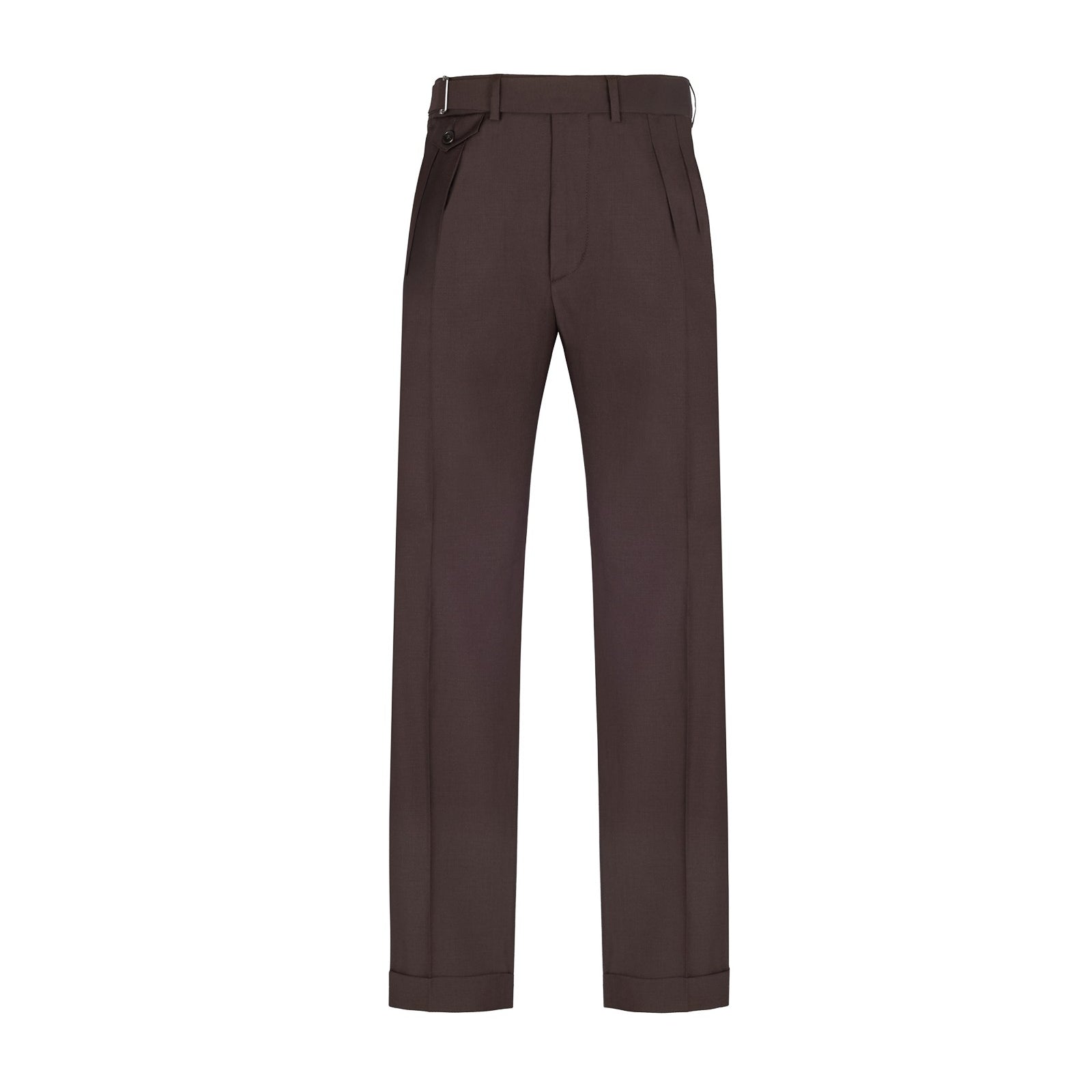 Pantalone doppia pinces fresco di lana stretch 44 / MARRONE