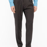 Pantalone doppia pinces fresco di lana stretch 44 / MARRONE