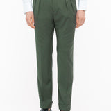 Pantalone doppia pinces fresco di lana stretch 44 / VERDE
