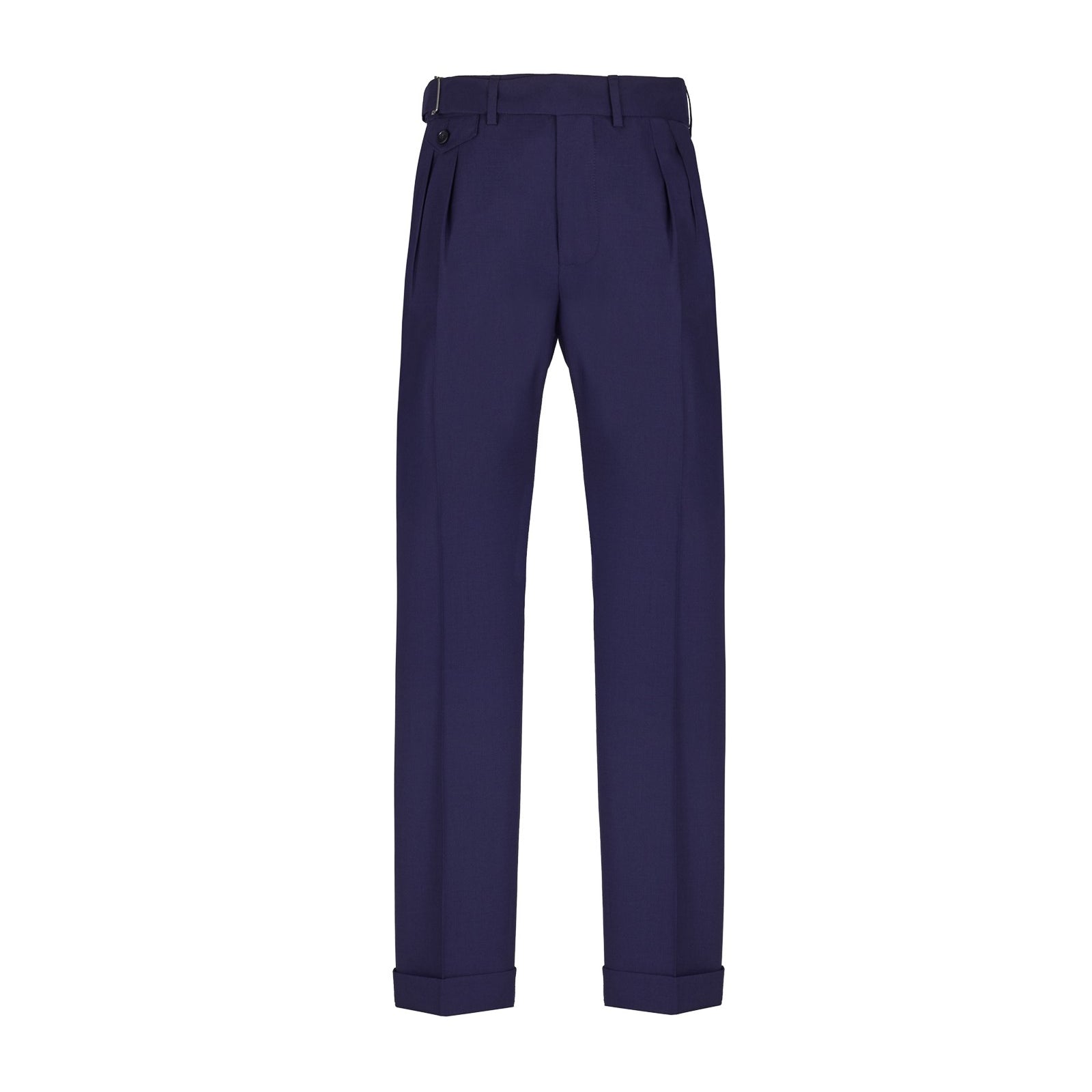 Pantalone doppia pinces fresco di lana stretch 44 / BLU