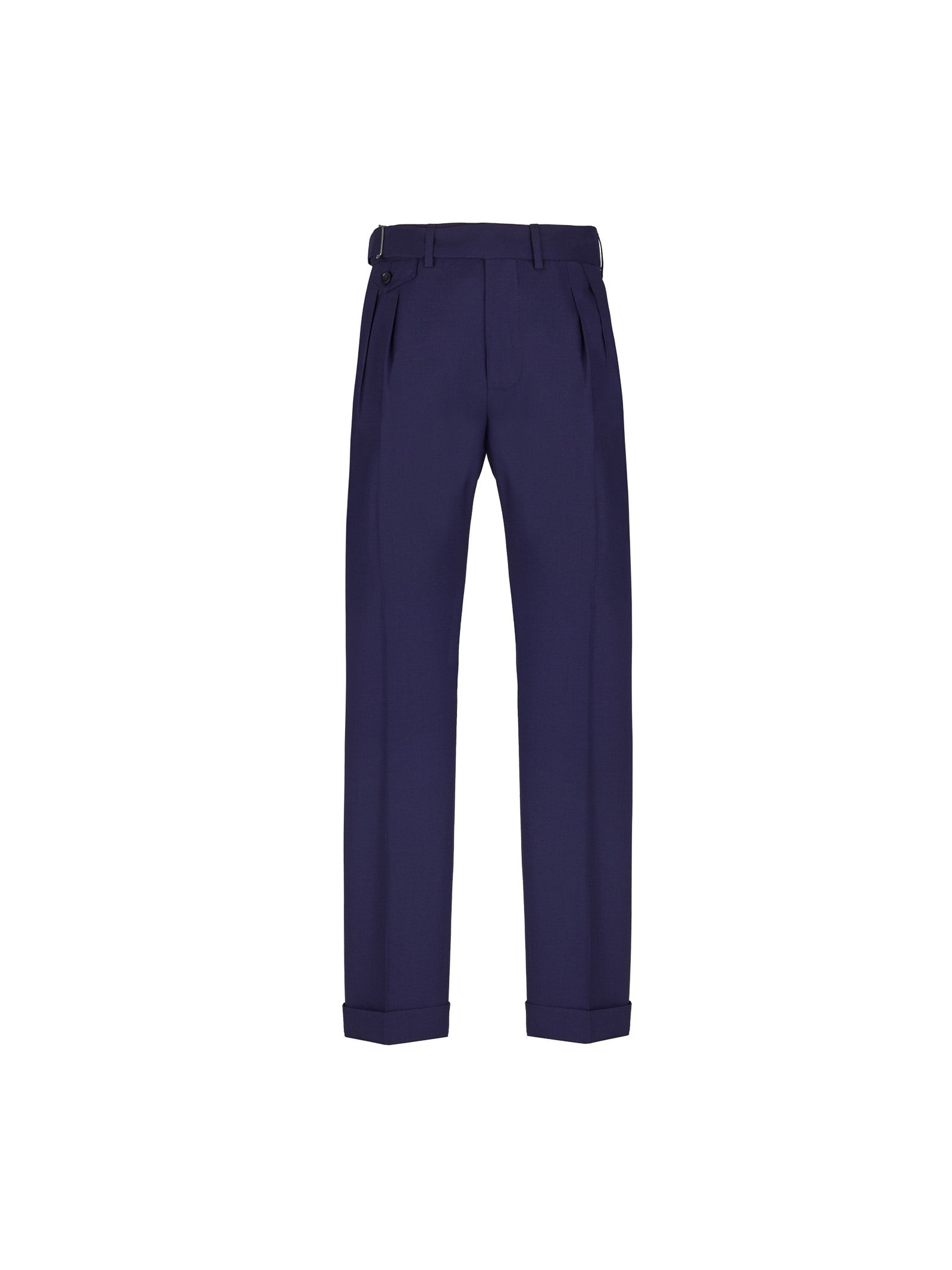 Pantalone doppia pinces fresco di lana stretch 44 / BLU