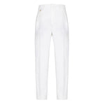 Pantalone doppia pinces denim misto lino cotone 44 / BIANCO
