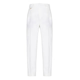 Pantalone doppia pinces denim misto lino cotone 44 / BIANCO
