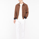 Pantalone doppia pinces denim misto lino cotone 44 / BIANCO