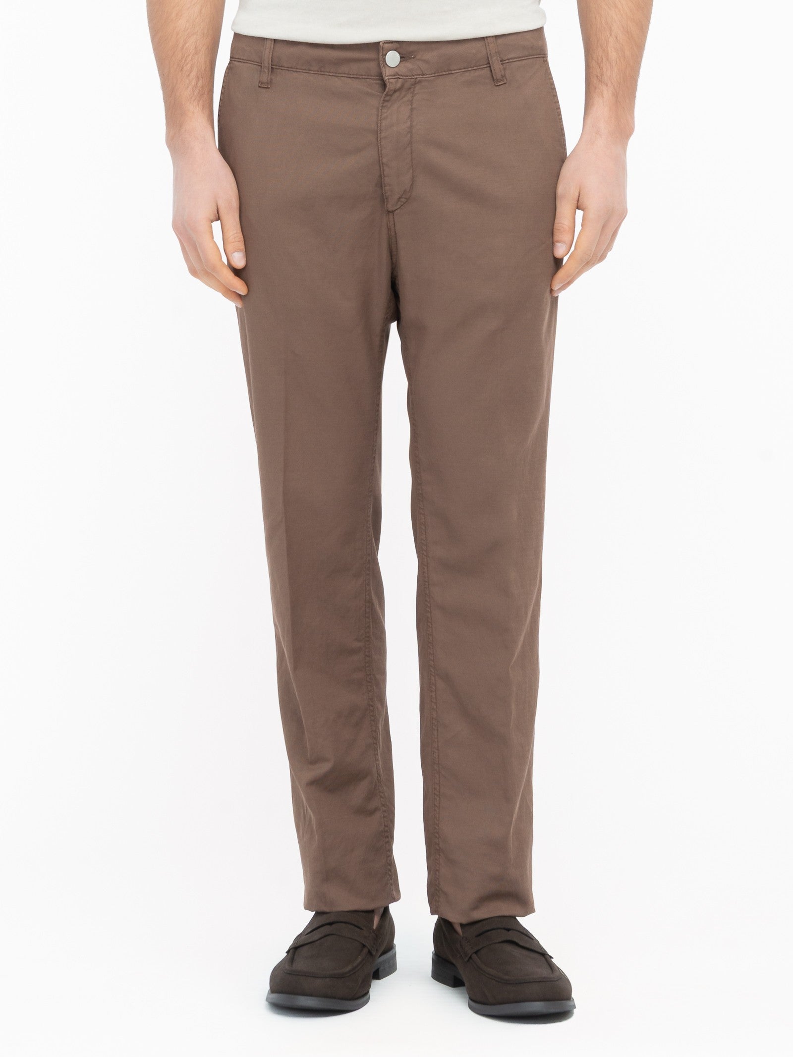 Pantalone chino twill misto cotone stretch 44 / MARRONE
