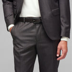 Abito gessato lana vergine super 110`s 44 / MARRONE
