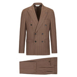 Abito doppiopetto gessato pura lana stretch 44 / MARRONE