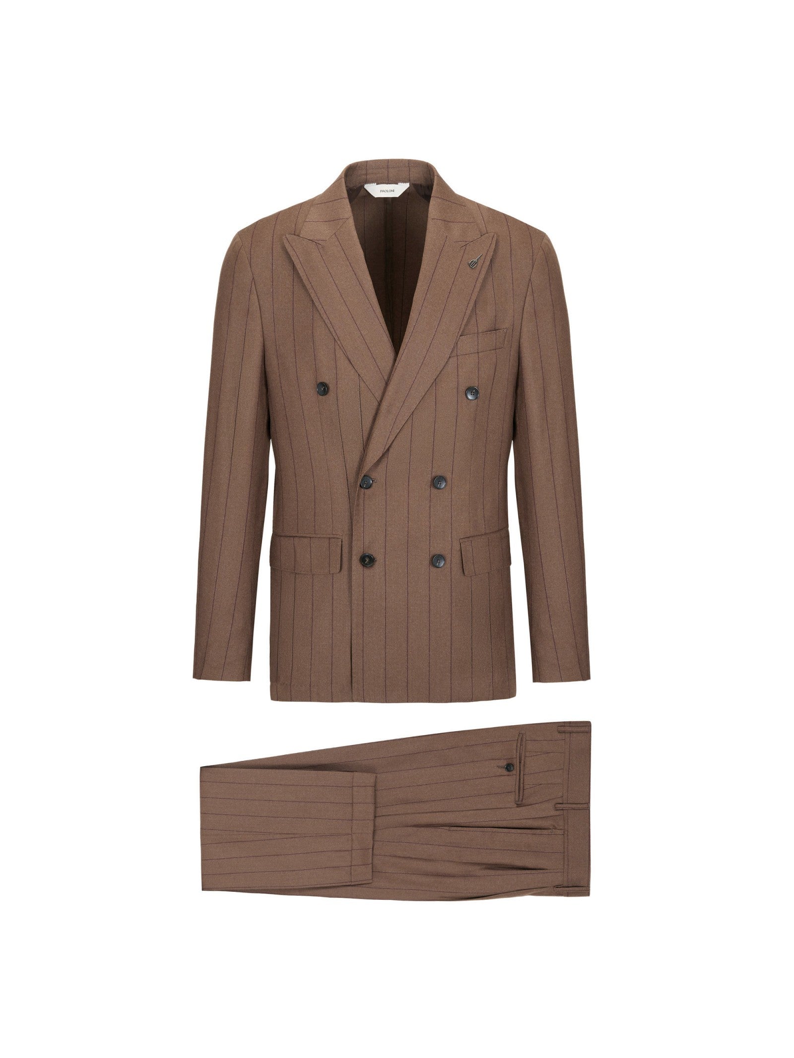 Abito doppiopetto gessato pura lana stretch 44 / MARRONE