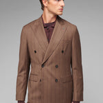 Abito doppiopetto gessato pura lana stretch 44 / MARRONE