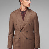 Abito doppiopetto gessato pura lana stretch 44 / MARRONE