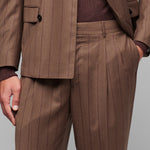 Abito doppiopetto gessato pura lana stretch 44 / MARRONE