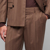 Abito doppiopetto gessato pura lana stretch 44 / MARRONE