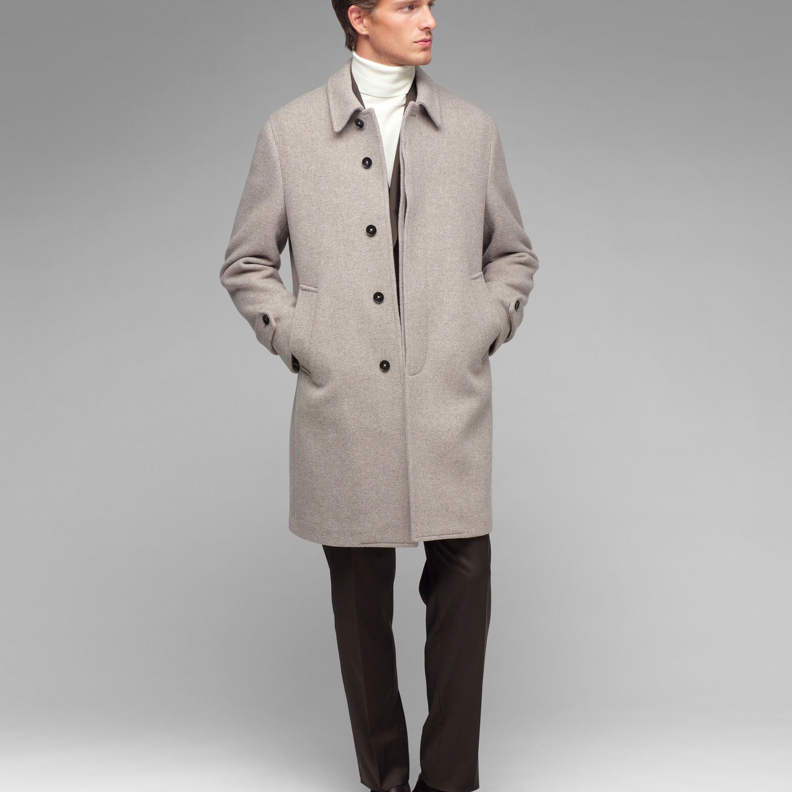 Cappotto panno misto lana cashmere 44 / MARRONE