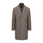 Cappotto pettorina chevron misto lana cashmere 44 / MARRONE