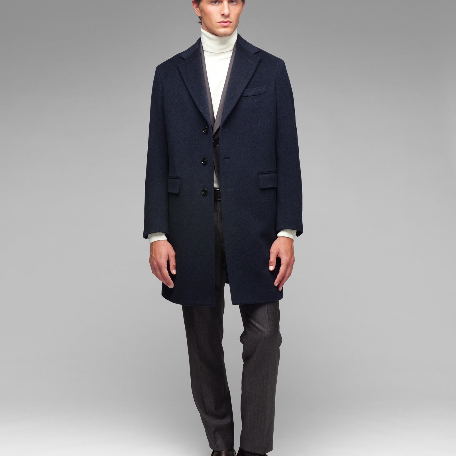 Cappotto panno lana cashmere 44 / BLU