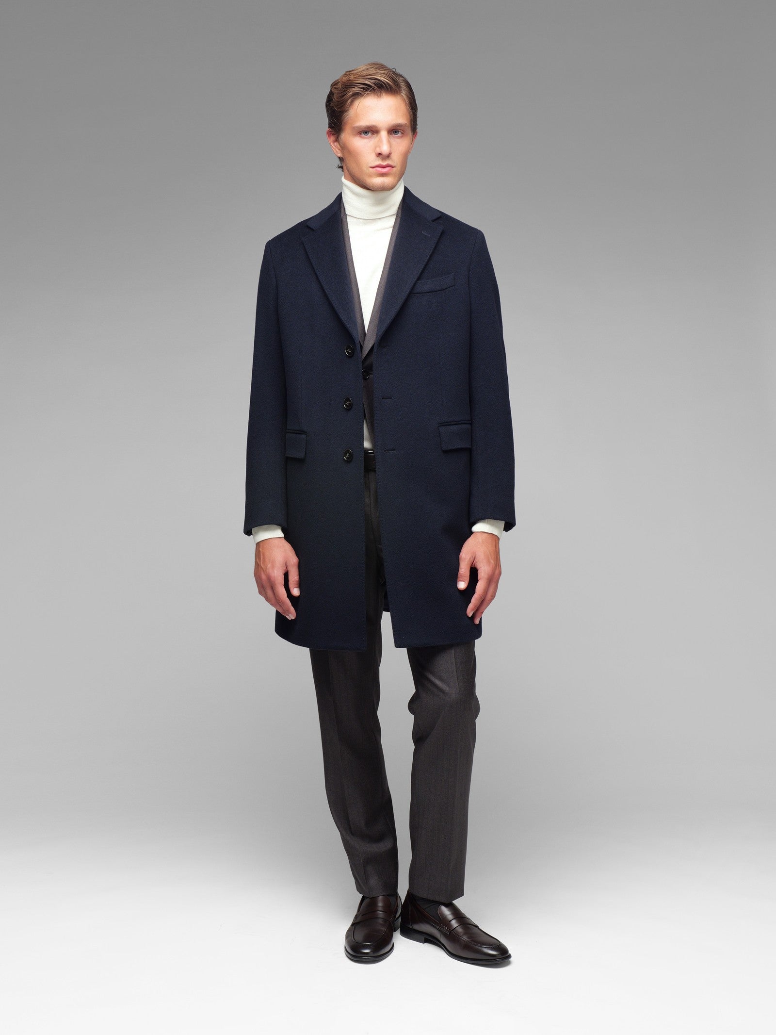 Cappotto panno lana cashmere 44 / BLU