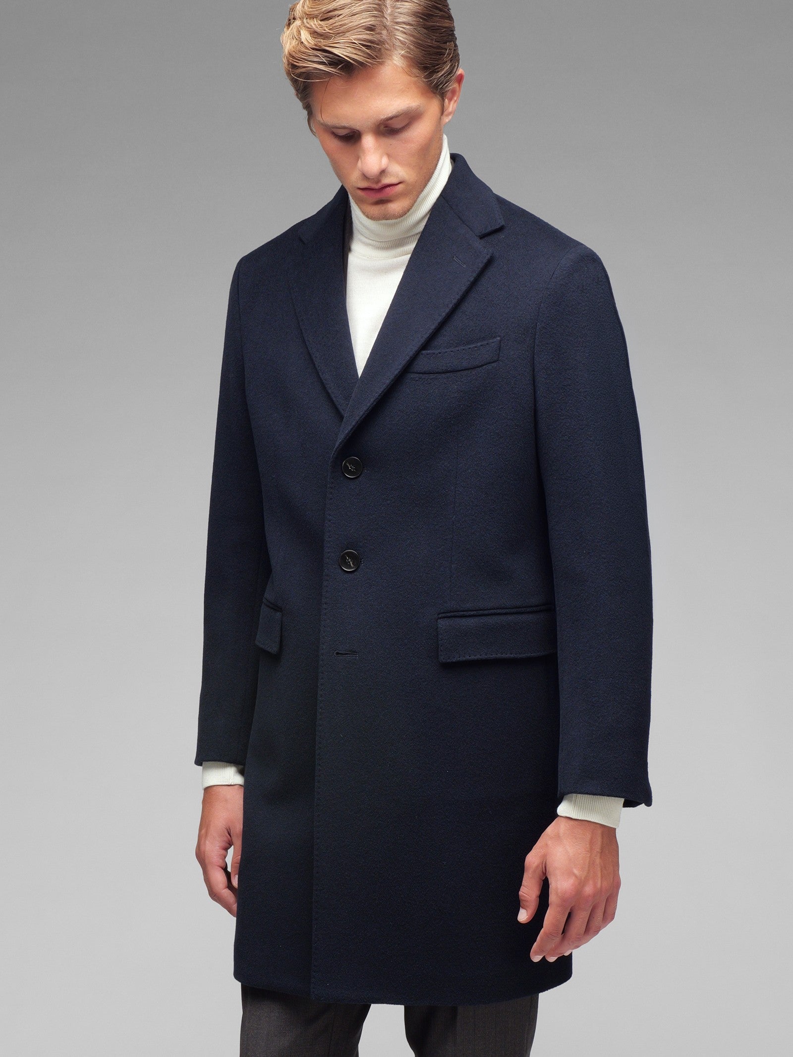 Cappotto panno lana cashmere 44 / BLU