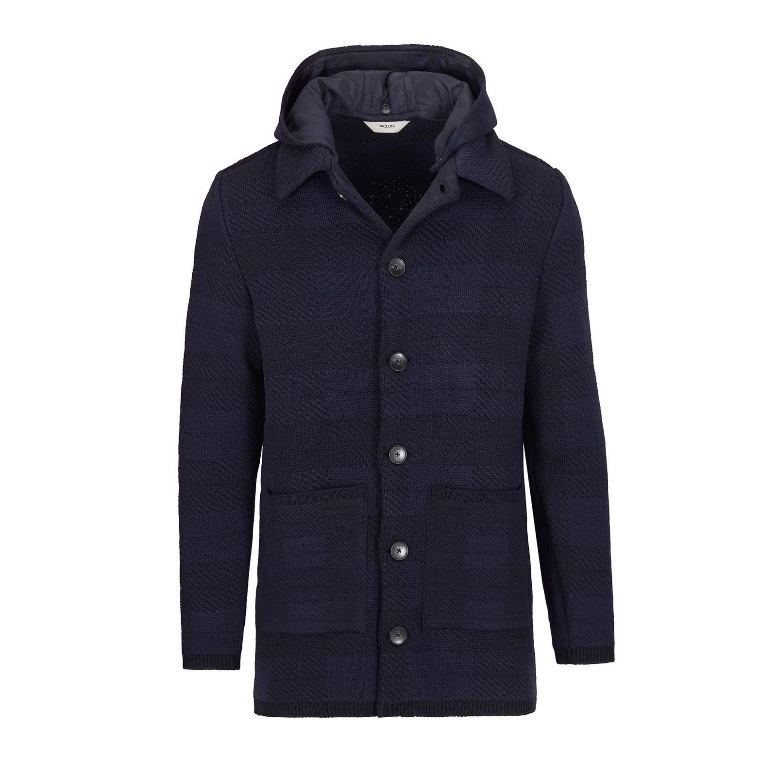 Cappotto in maglia check misto lana 44 / BLU