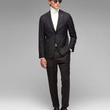 Giacca sfoderata micro texture lana vergine 44 / MARRONE
