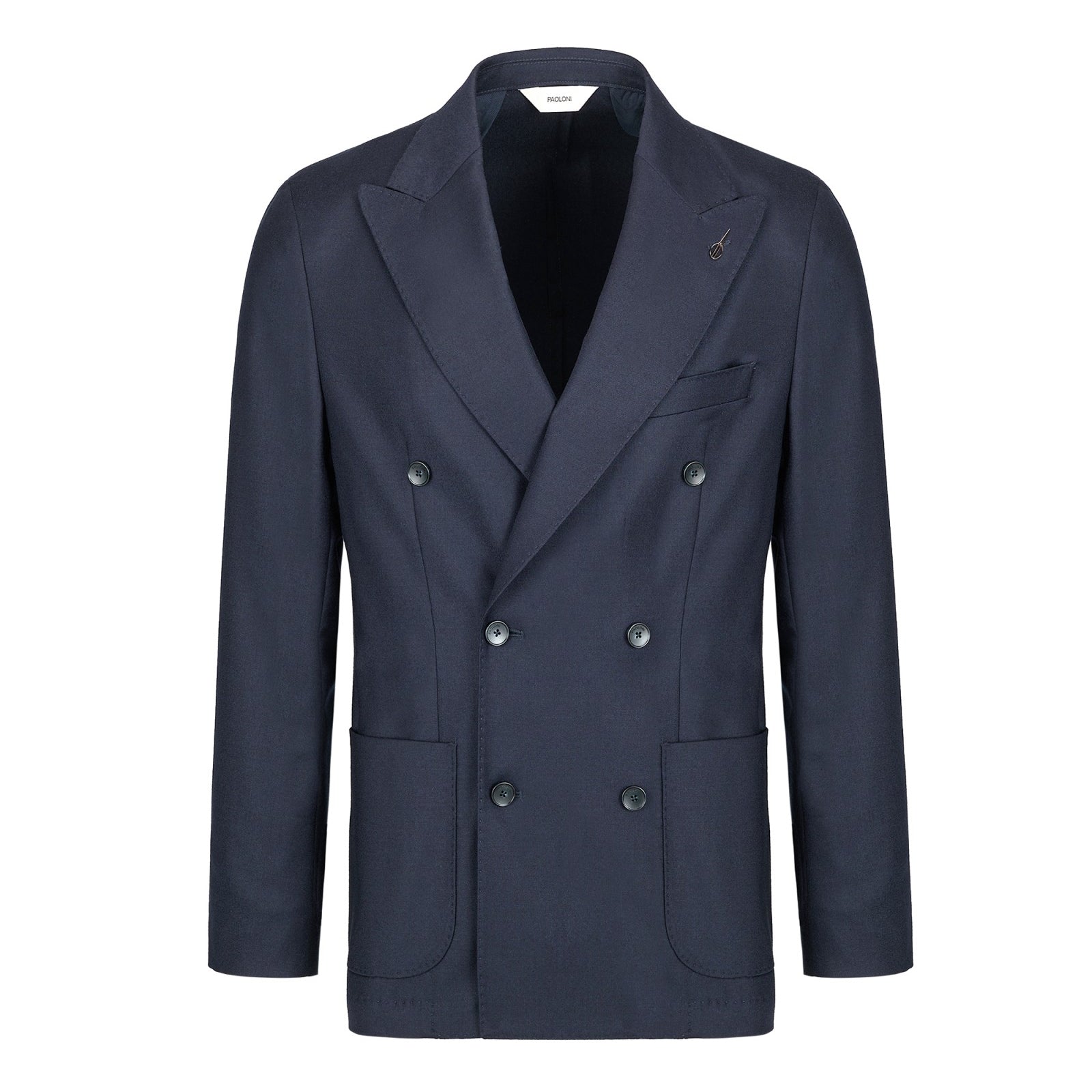 Giacca doppiopetto flanella di lana stretch 44 / BLU