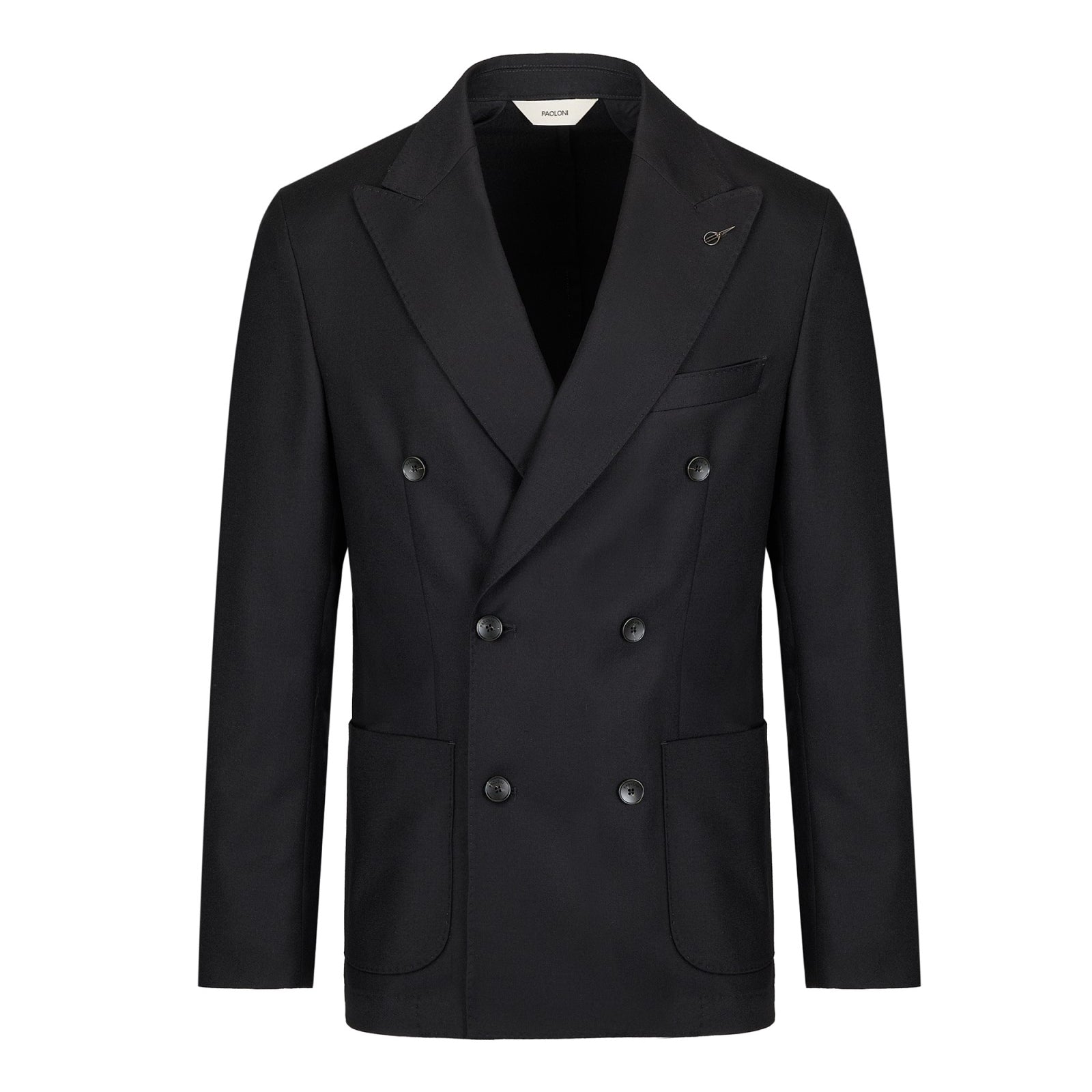 Giacca doppiopetto flanella di lana stretch 44 / NERO