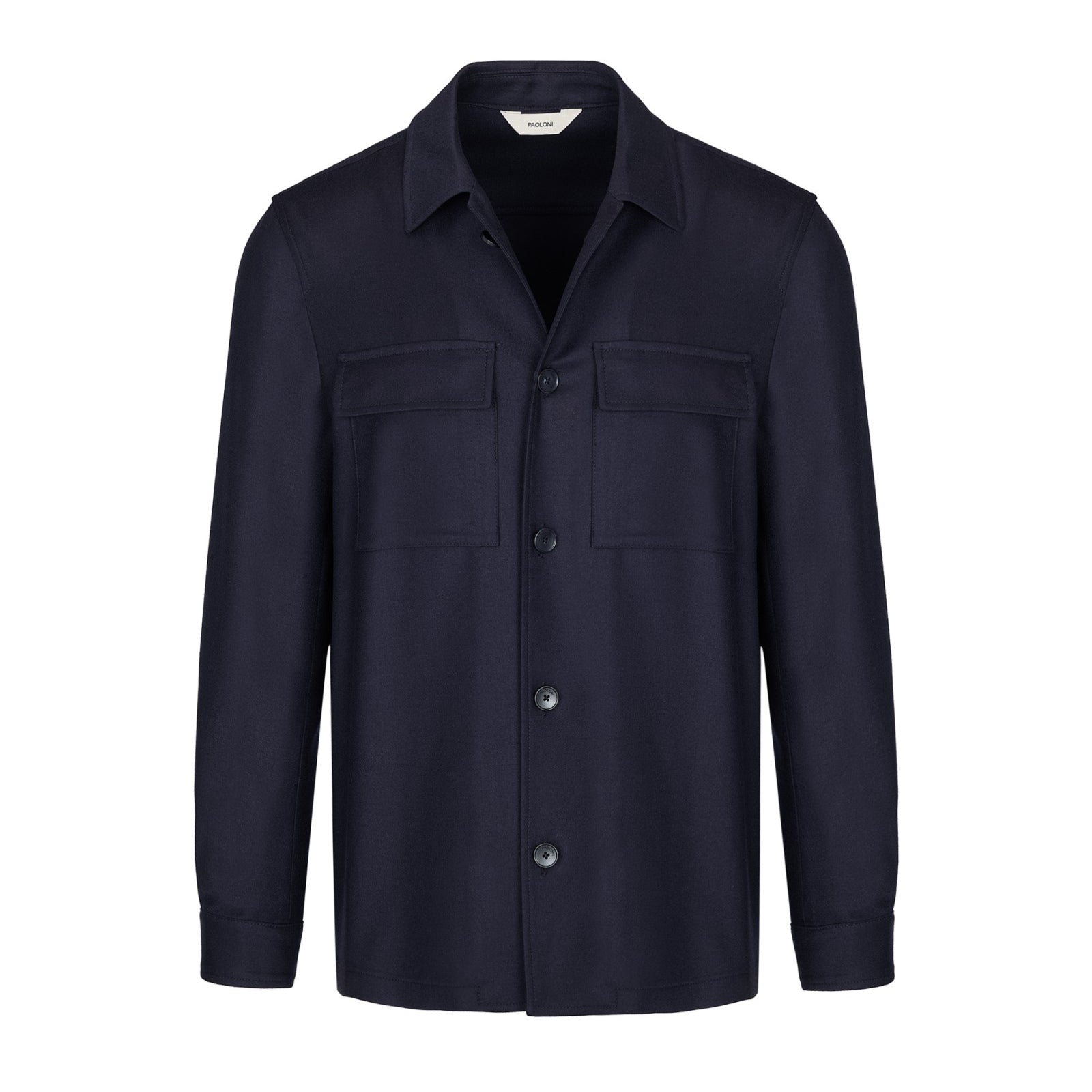 Overshirt in flanella di lana stretch 44 / BLU
