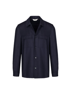Overshirt in flanella di lana stretch 44 / BLU