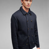 Giaccone doppiopetto in maglia misto lana 44 / BLU