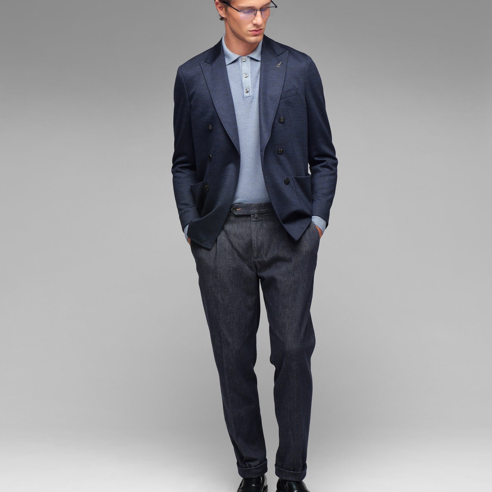 Pantalone pinces denim stretch 44 / BLU