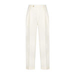 Pantalone doppia pinces flanella di lana stretch 44 / BIANCO