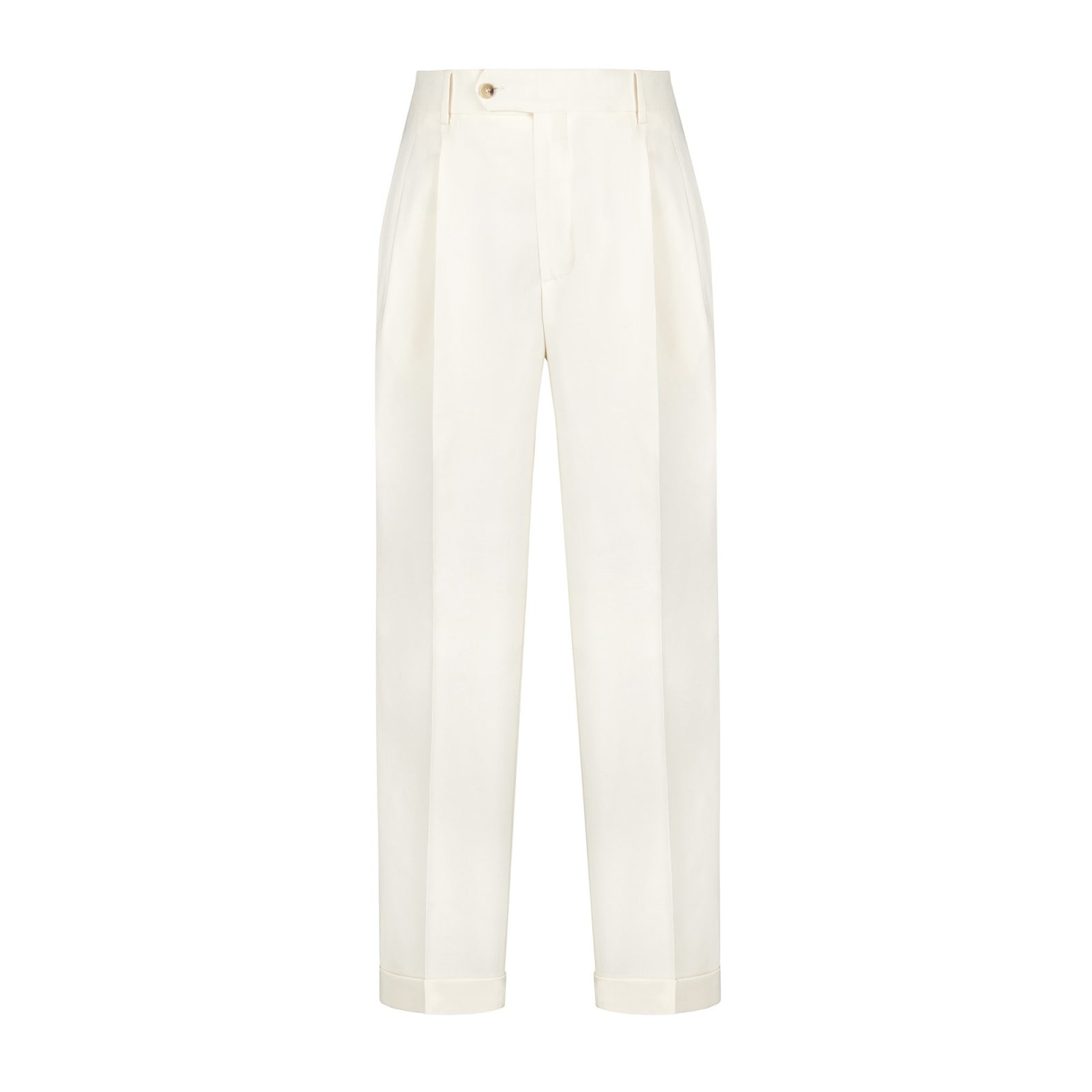 Pantalone doppia pinces flanella di lana stretch 44 / BIANCO