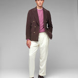 Pantalone doppia pinces flanella di lana stretch 44 / BIANCO