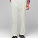 Pantalone doppia pinces flanella di lana stretch 44 / BIANCO