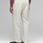 Pantalone doppia pinces flanella di lana stretch 44 / BIANCO
