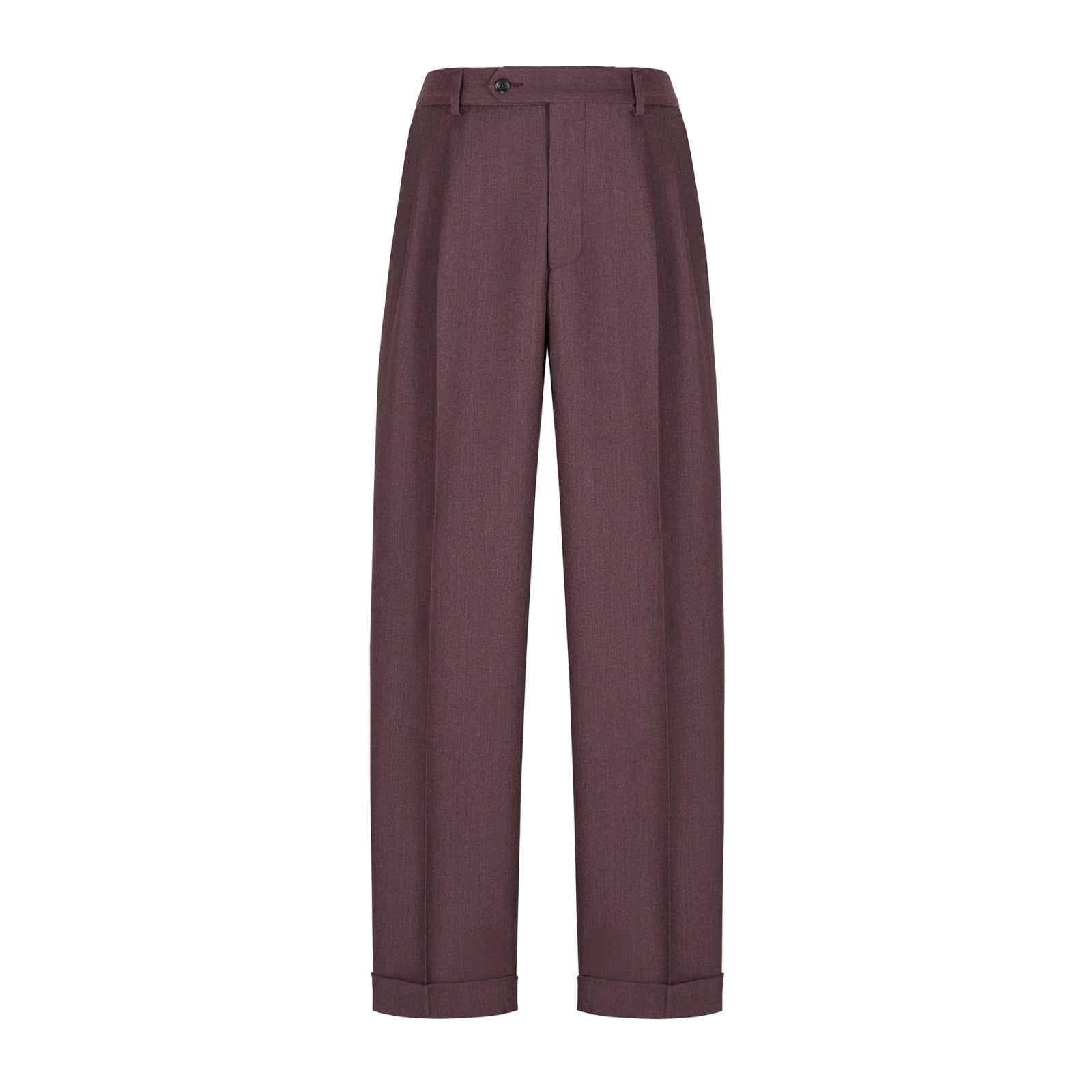 Pantalone doppia pinces flanella di lana stretch 44 / ROSSO