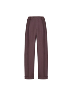 Pantalone doppia pinces flanella di lana stretch 44 / ROSSO