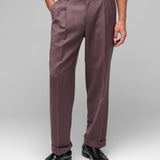 Pantalone doppia pinces flanella di lana stretch 44 / ROSSO
