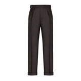 Pantalone doppia pinces flanella di lana stretch 44 / MARRONE