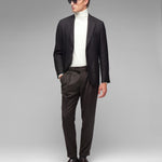 Pantalone doppia pinces flanella di lana stretch 44 / MARRONE