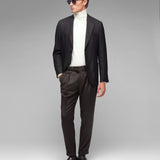 Pantalone doppia pinces flanella di lana stretch 44 / MARRONE