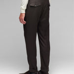 Pantalone doppia pinces flanella di lana stretch 44 / MARRONE