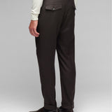 Pantalone doppia pinces flanella di lana stretch 44 / MARRONE
