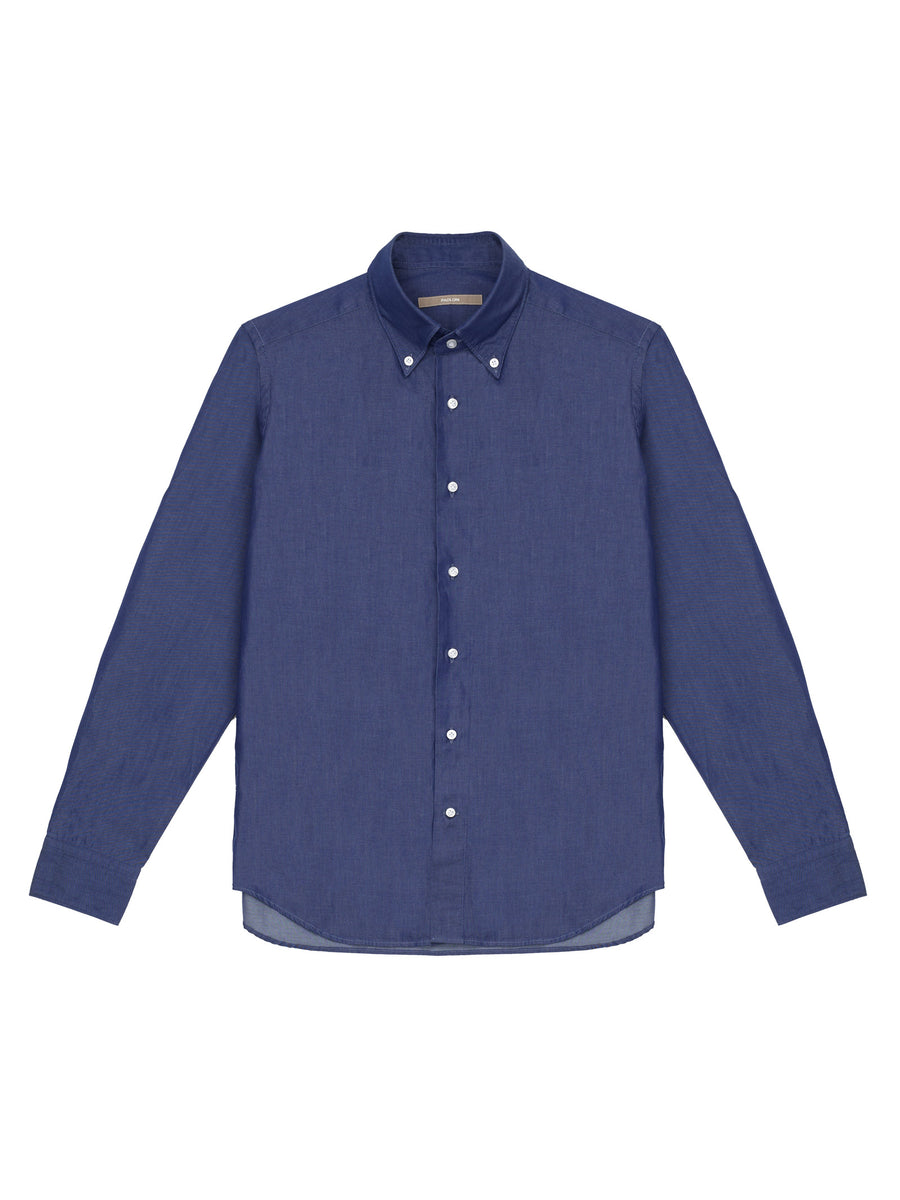 Camicia button-down in denim lavato 38 / BLU