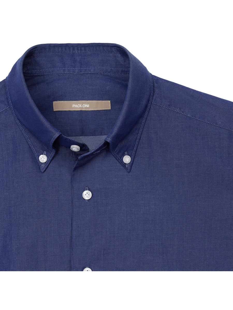 Camicia button-down in denim lavato 38 / BLU