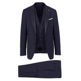 Abito con gilet microtexture in lana 44 / BLU