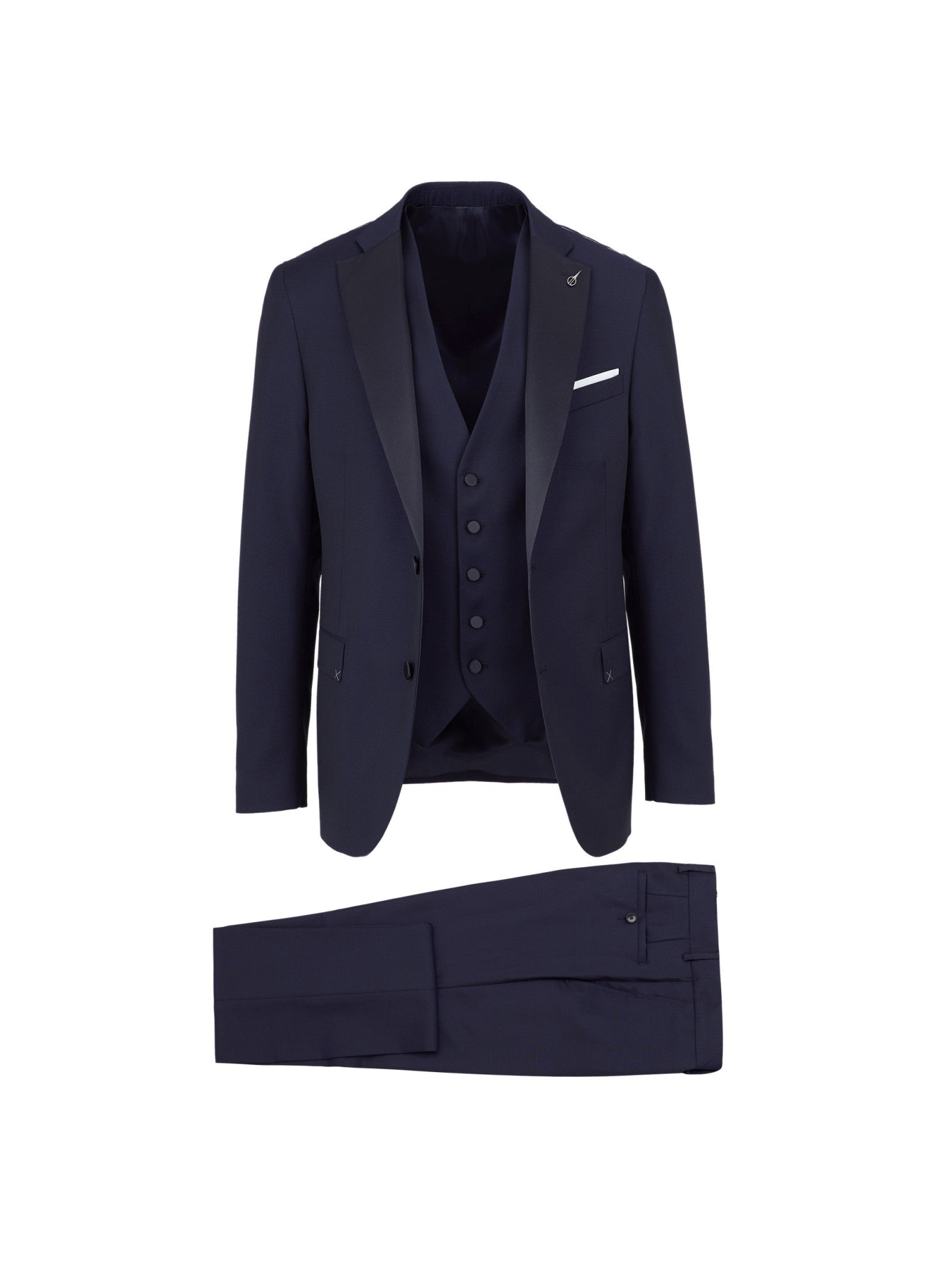 Abito con gilet microtexture in lana 44 / BLU