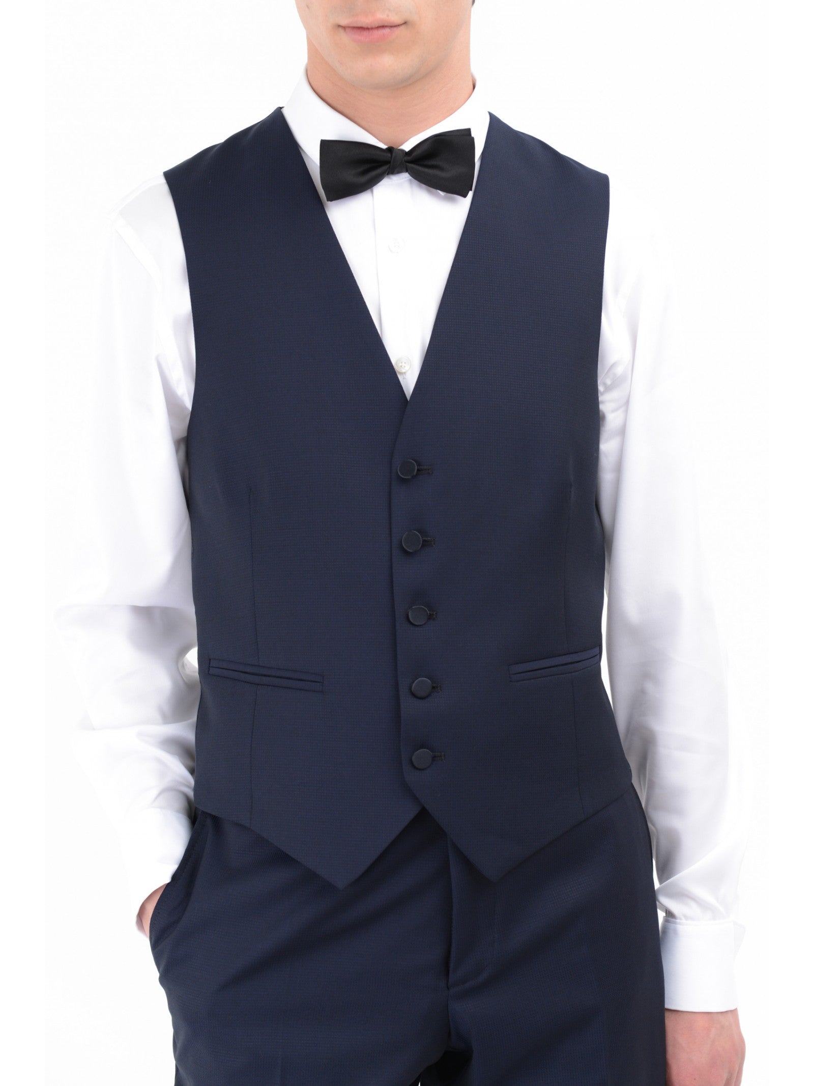 Abito con gilet microtexture in lana 44 / BLU