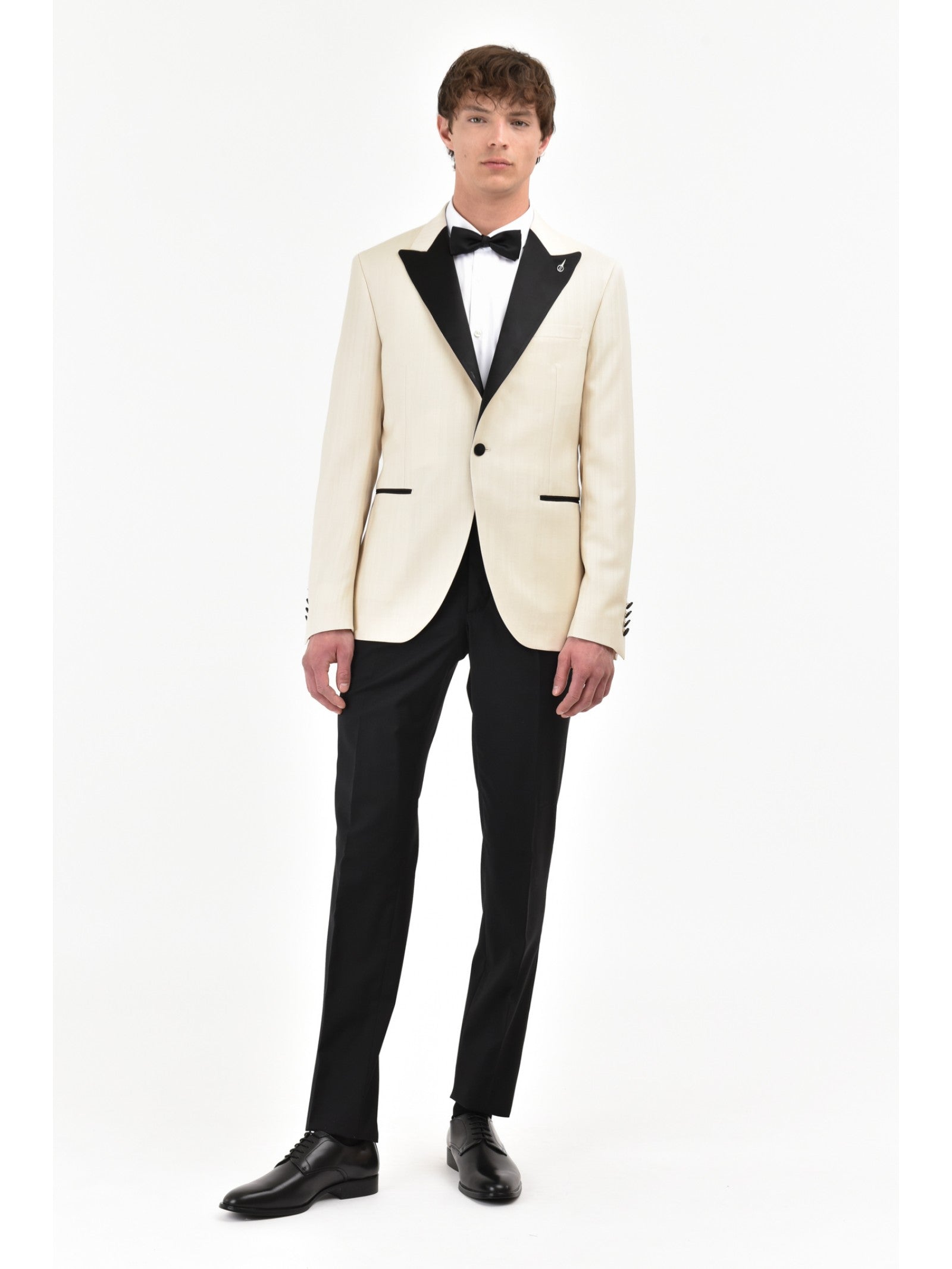 Giacca smocking in lana jacquard 44 / BIANCO